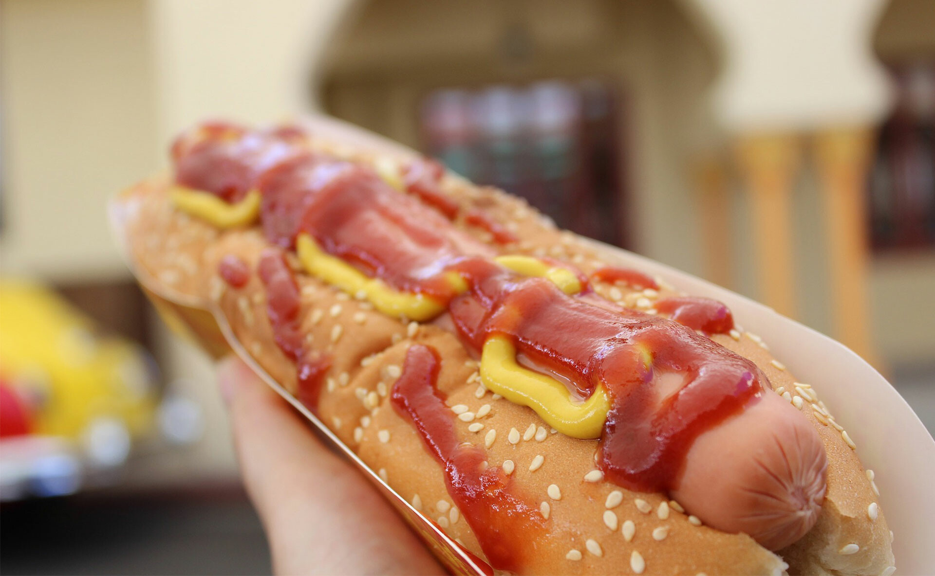 Hot Dog Wurst Brötchen Ketchup Senf