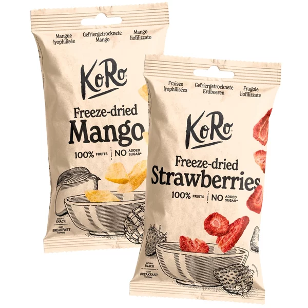 Gefriergetrocknete Mango und Erdbeeren von KoRo