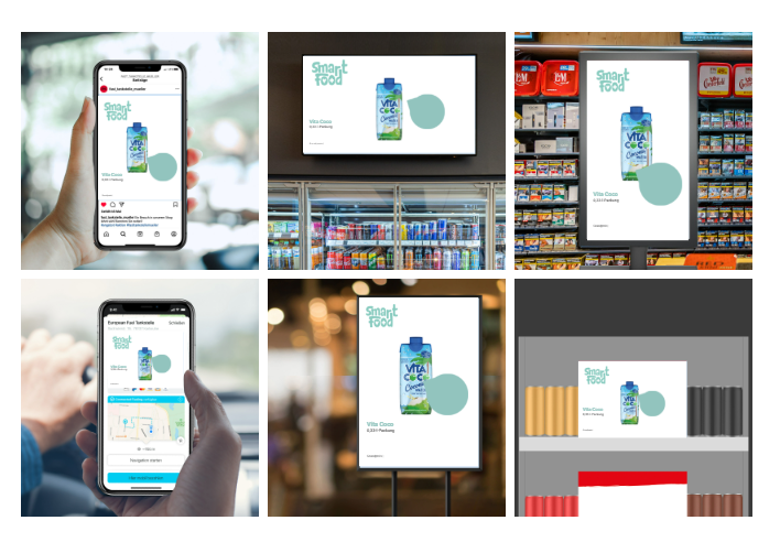 Smart Food Regal in einer Tankstelle mit Vita Coco Kokoswasser
